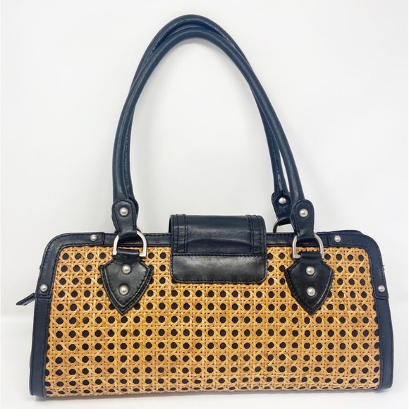 Tommy Bahama Rattan & Leather Shoulder Bag - Picture 2 of 10